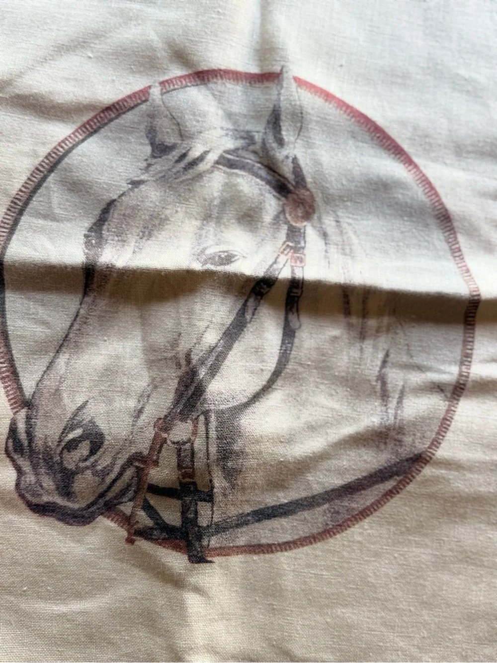 Horse on Linen Decorative Pillow Cover with Cording edge by Ox Bow Decor